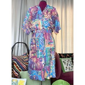 80s Print Dress by Willie of California